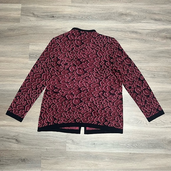Misook Medium Cardigan Pink Black Cheetah Print Full Zip Knit Stretch Acrylic - Picture 5 of 7